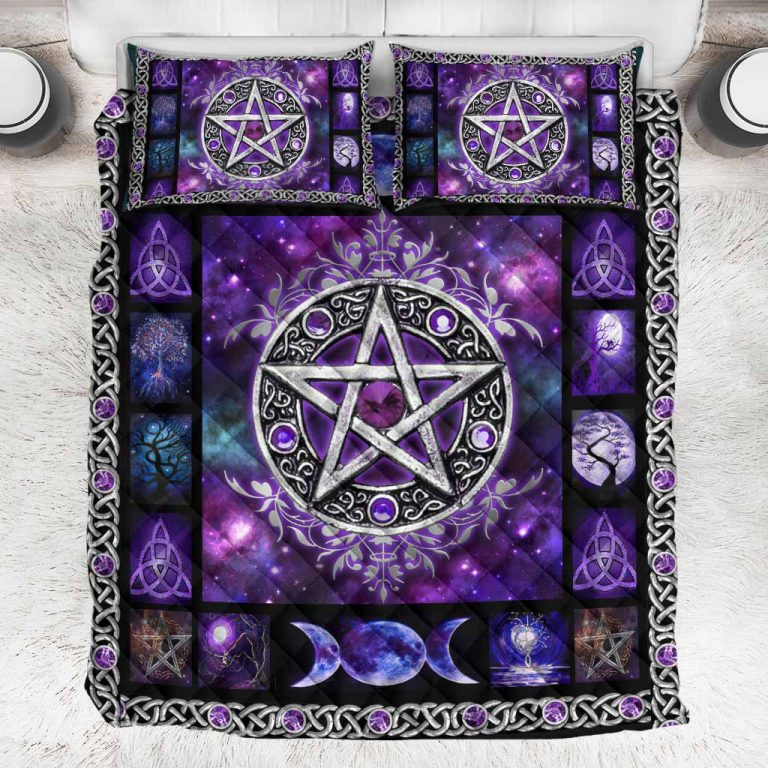 Pentagram Witch Triple moon quilt bedding set 4
