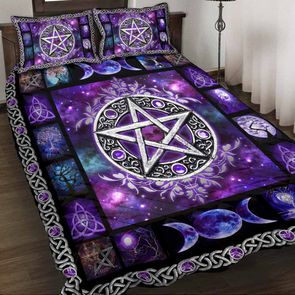 Pentagram Witch Triple moon quilt bedding set – LIMITED EDITION