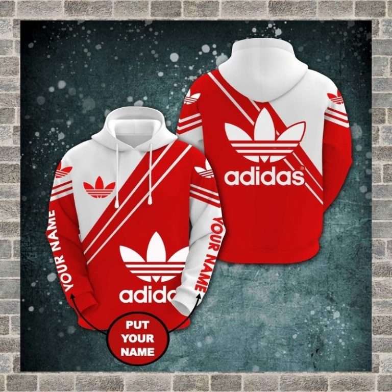 Personalized Adidas custom red and white 3d hoodie (1)