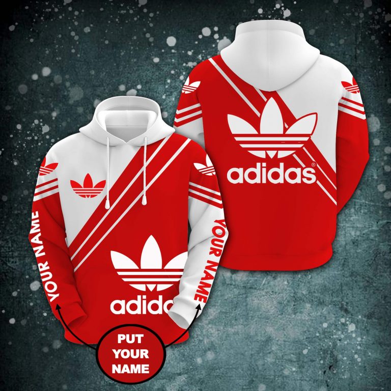 Personalized Adidas custom red and white 3d hoodie (2)