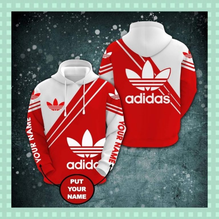 Personalized Adidas custom red and white 3d hoodie (3)