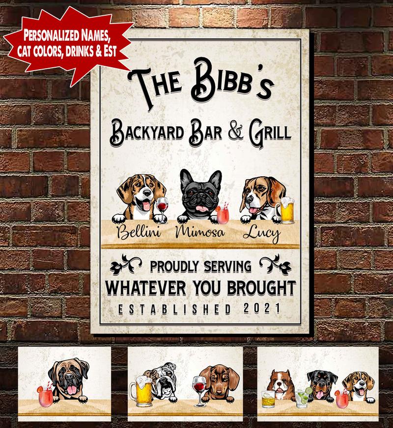 Personalized Backyard Bar & Grill Dog and Cat Canvas 1