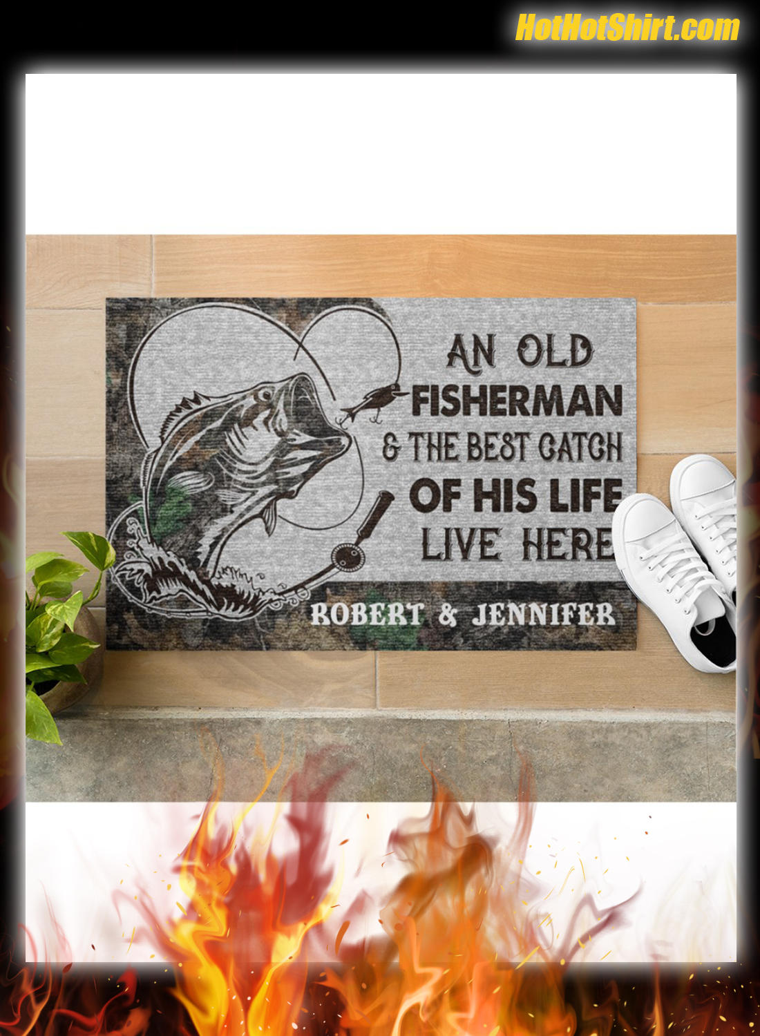 Personalized Name An Old Fisherman And The Best Catch Of His Life Here Doormat 2