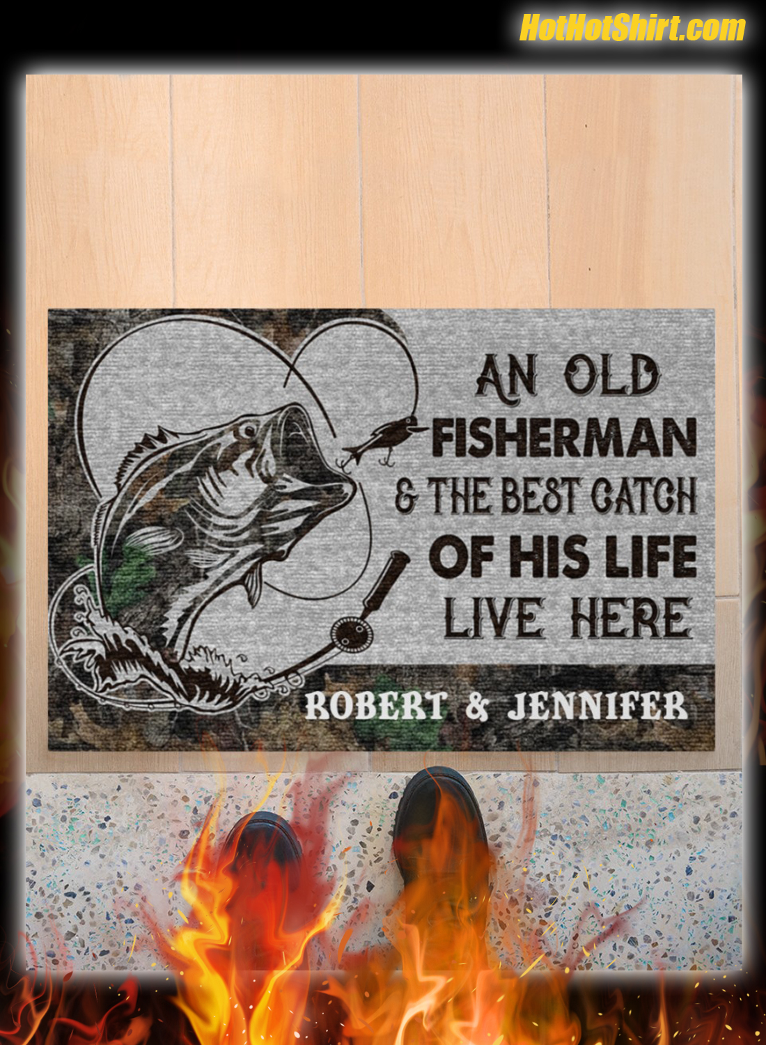 Personalized Name An Old Fisherman And The Best Catch Of His Life Here Doormat