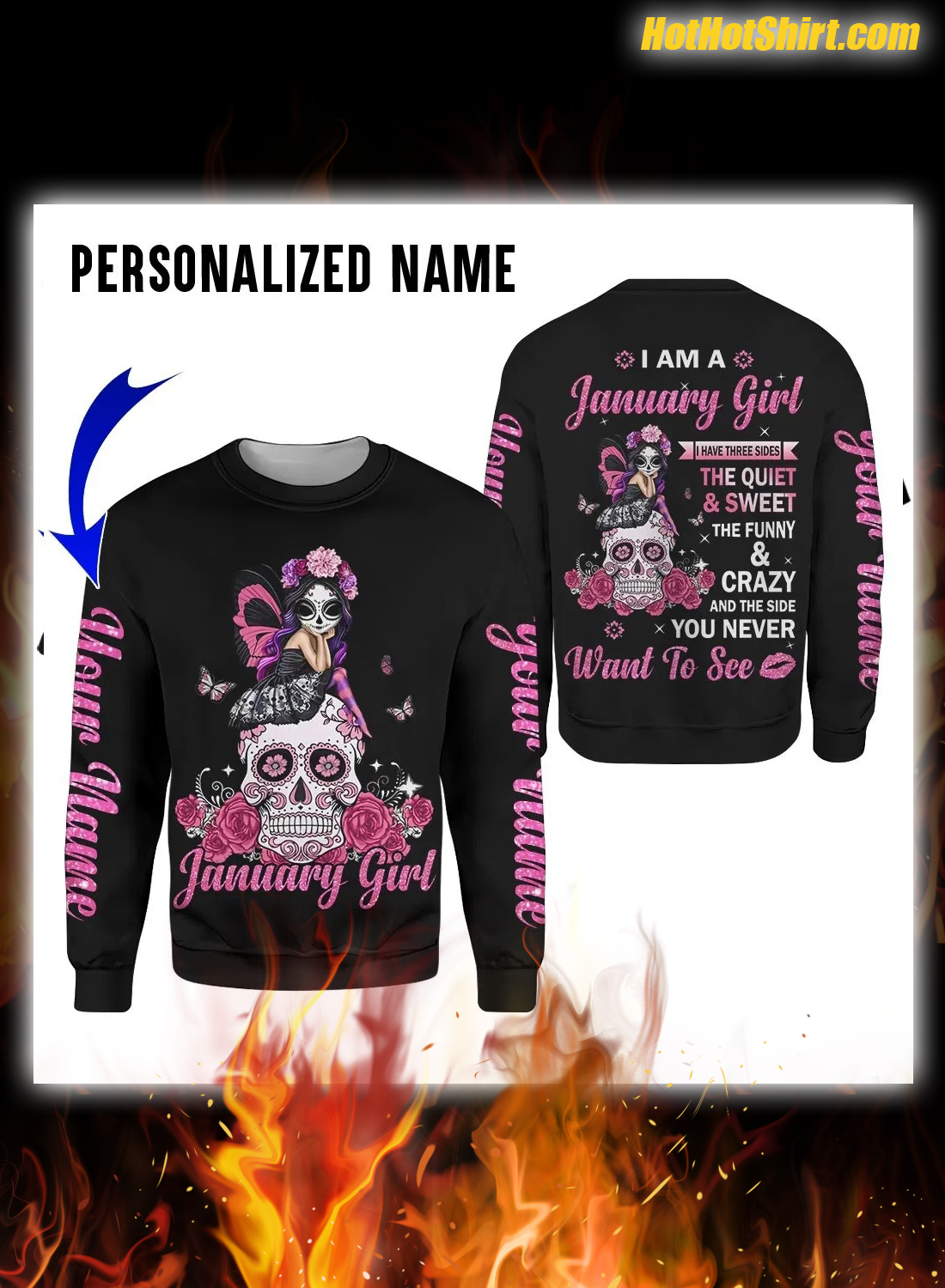 Personalized Name January Girl I Have 3 Sides 3D Hoodie 2