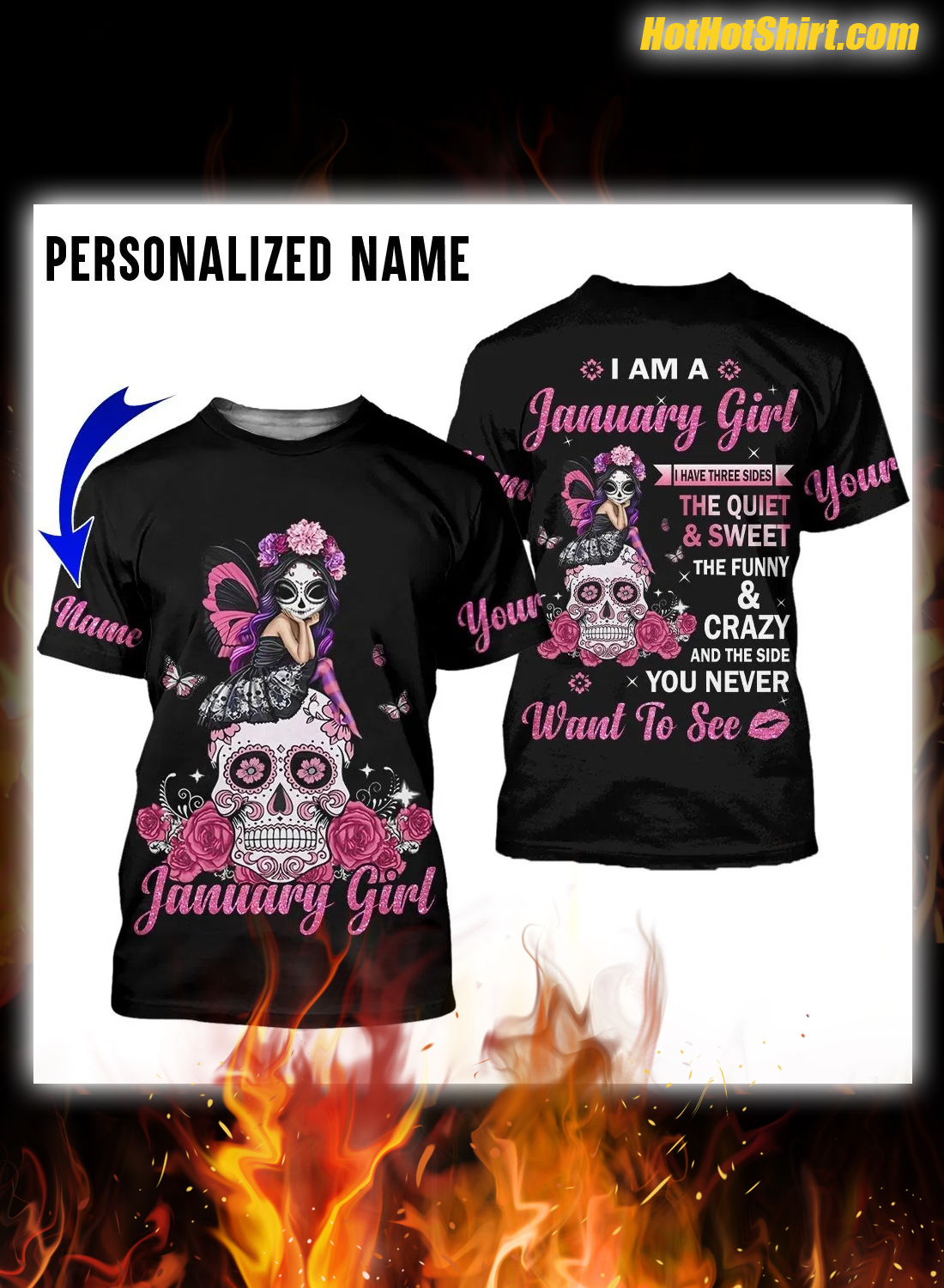 Personalized Name January Girl I Have 3 Sides 3D Hoodie 3