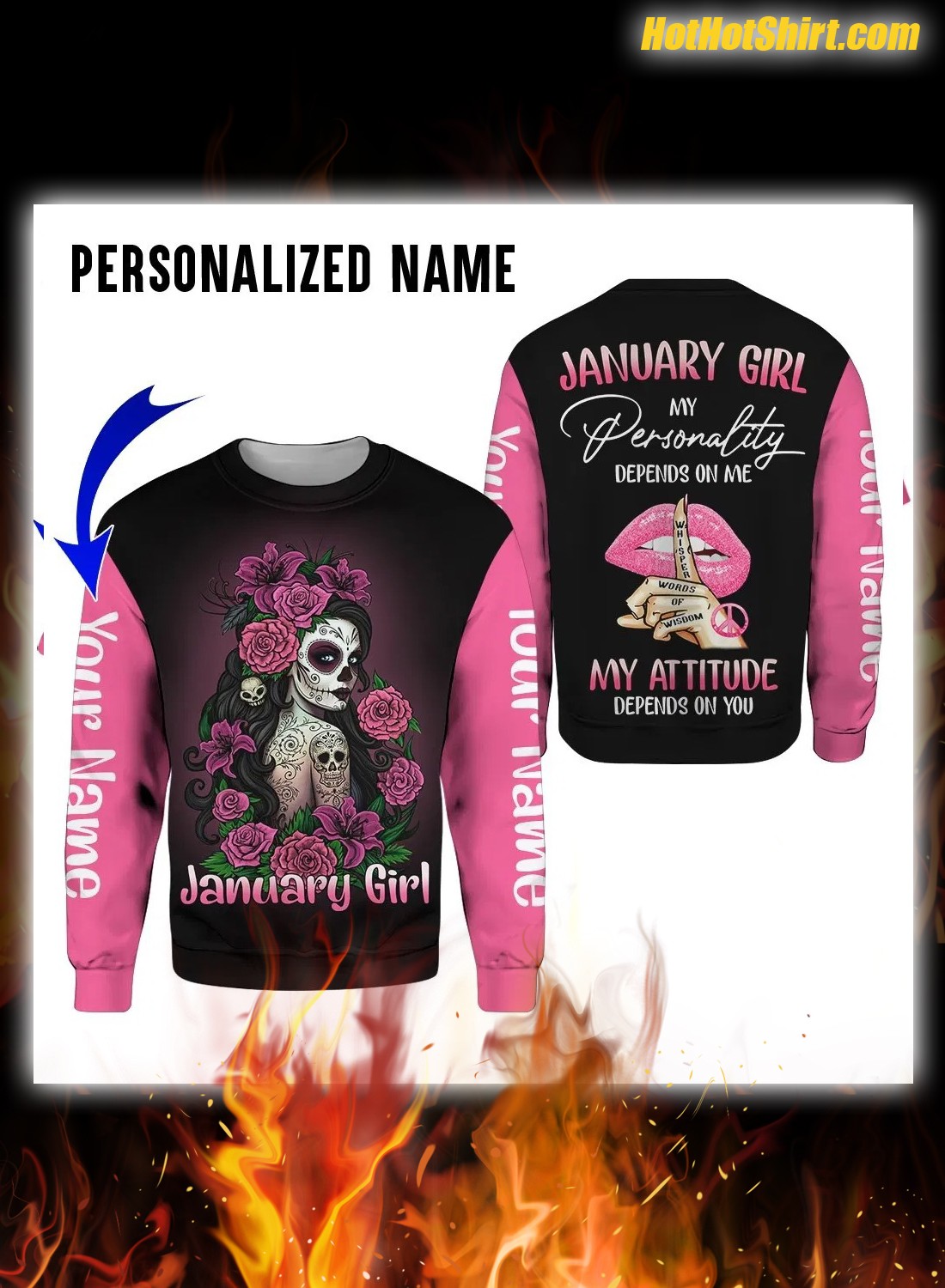Personalized Name January Girl My Personality Depends On Me 3D Hoodie 2