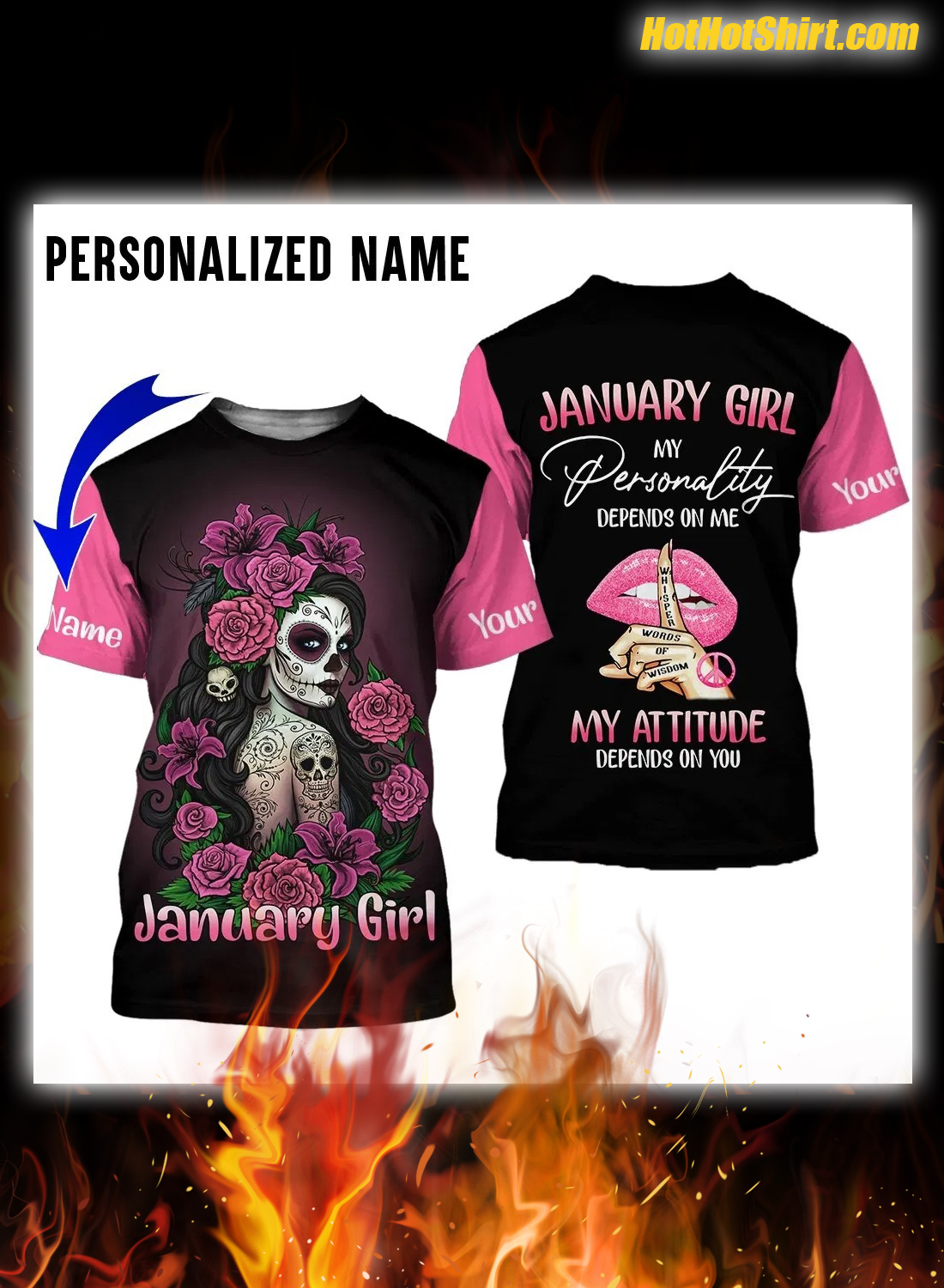 Personalized Name January Girl My Personality Depends On Me 3D Hoodie 3
