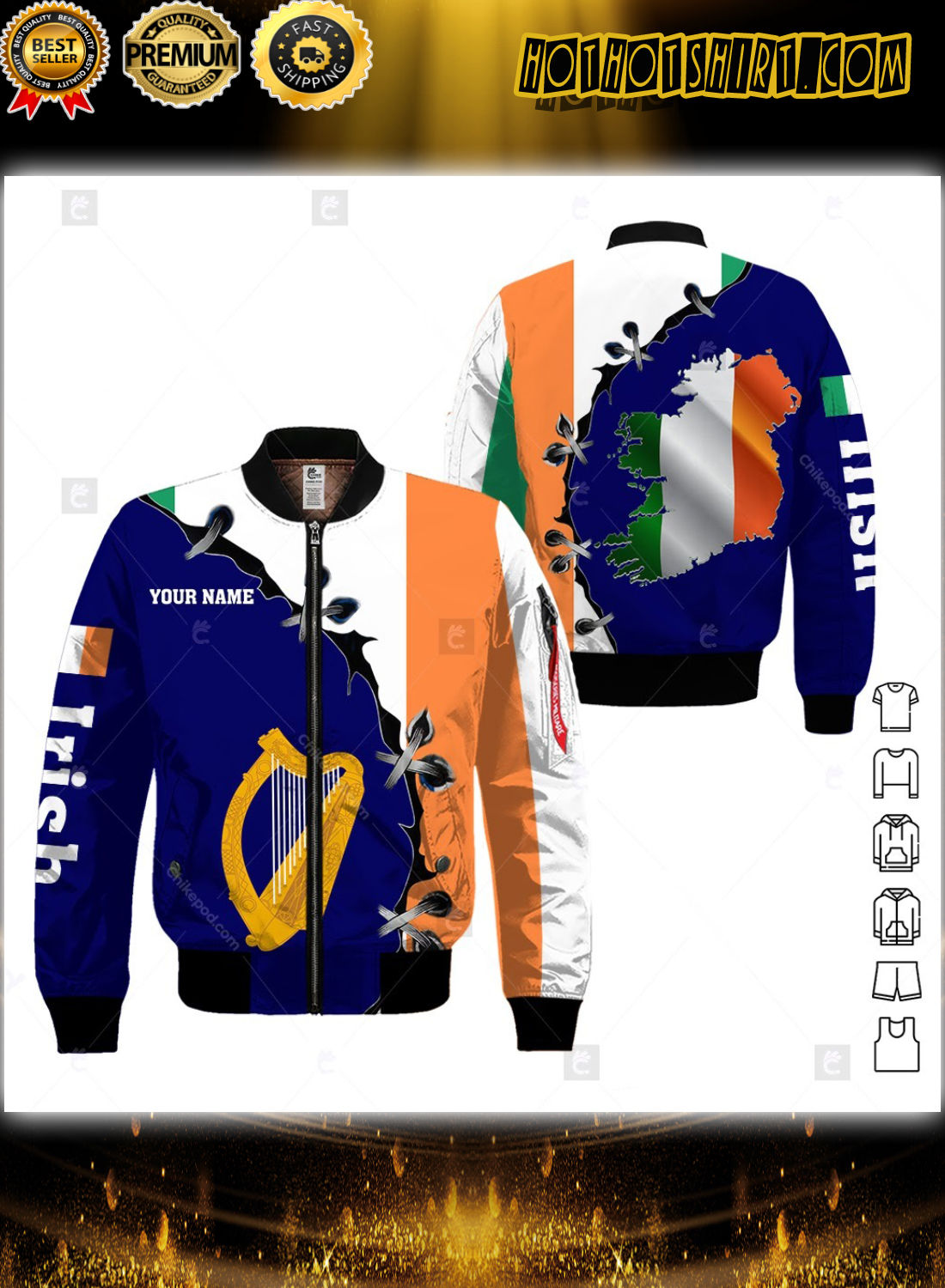 Personalized Name Proud To Be Irish 3D All Over Printed Bomber