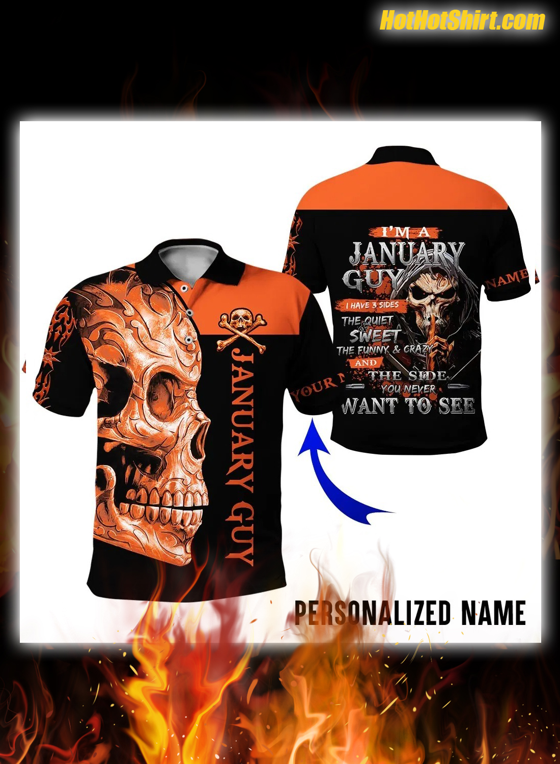 Personalized Name Skull I'm January Guy I Have 3 Sides Hoodie 3