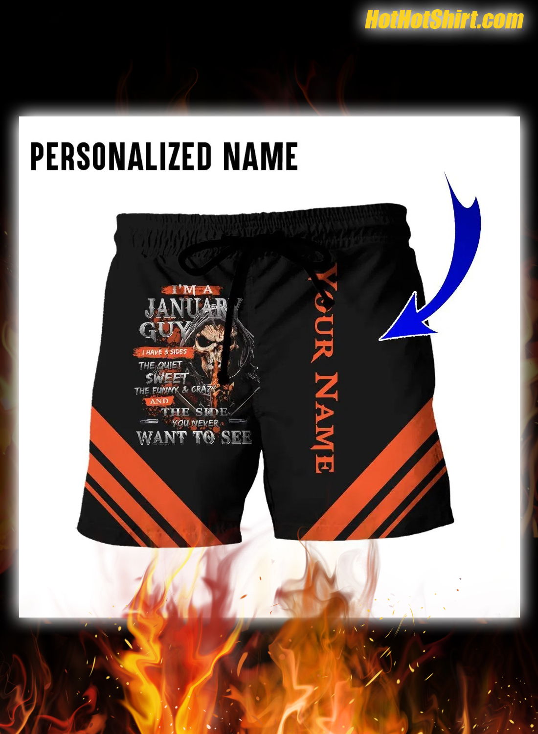 Personalized Name Skull I'm January Guy I Have 3 Sides Hoodie 5