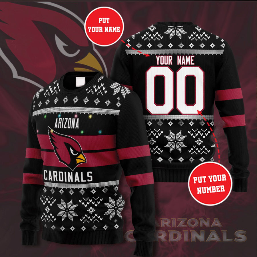 Personalized Name and Number Arizona Cardinals christmas sweater