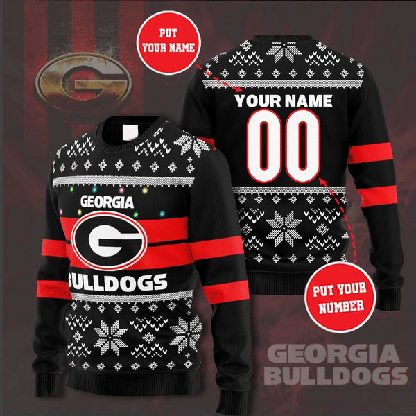 Personalized Name and Number Georgia Bulldogs christmas sweater