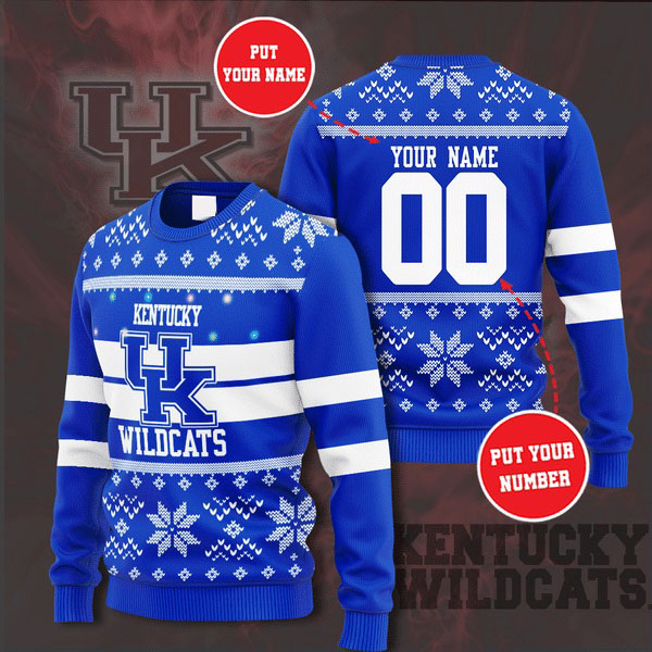 Personalized Name and Number Kentucky Wildcats christmas sweater