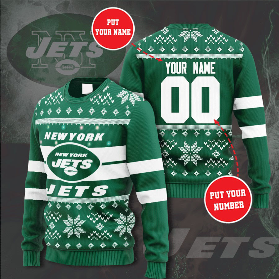Personalized Name and Number New York Jets christmas sweater