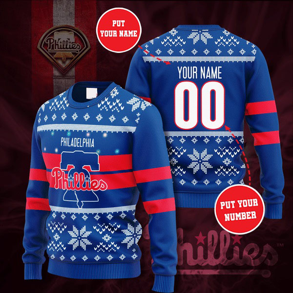 Personalized Name and Number Philadelphia Phillies christmas sweater