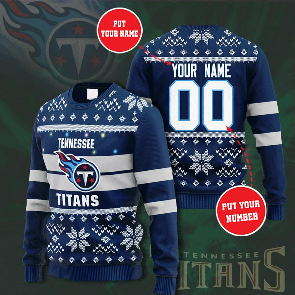 Personalized Name and Number Tennessee Titans christmas sweater