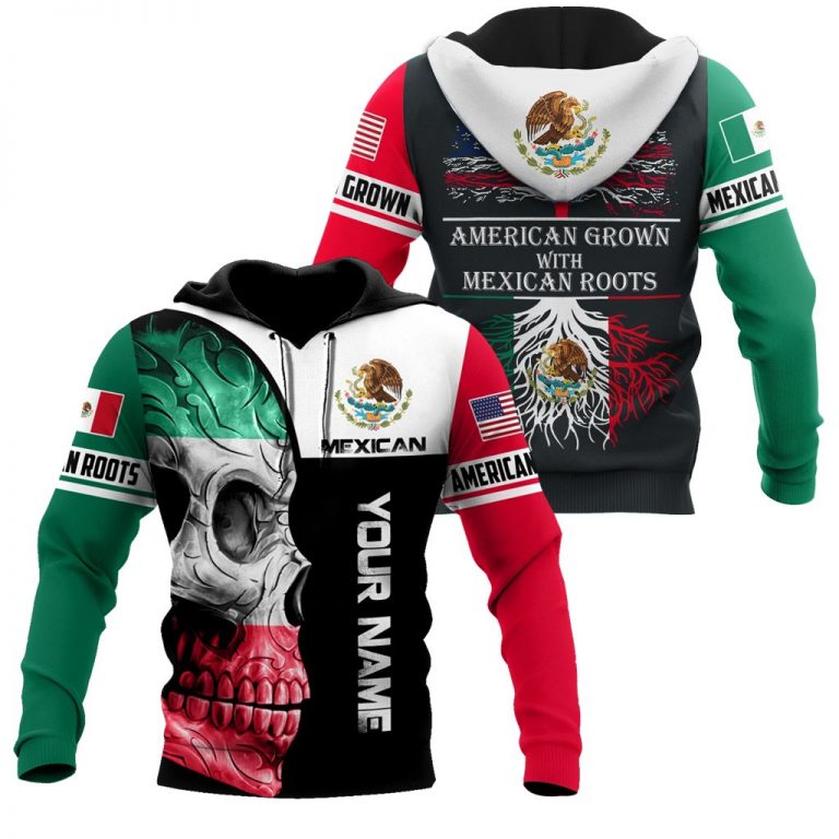 Personalized Skull Coat Of Arms mexico American grown with Mexican roots custom 3d shirt, hoodie (2)