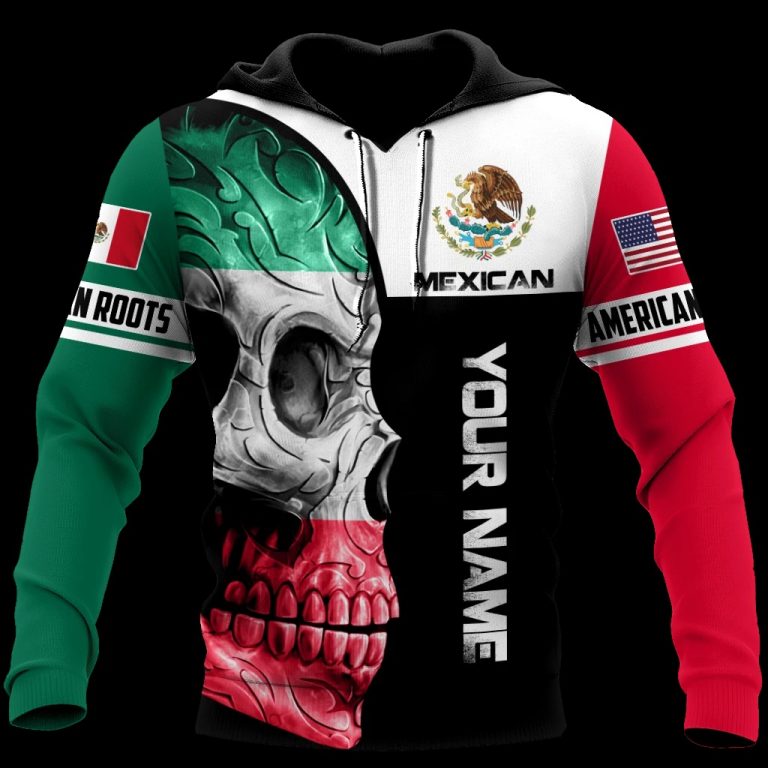 Personalized Skull Coat Of Arms mexico American grown with Mexican roots custom 3d shirt, hoodie (3)