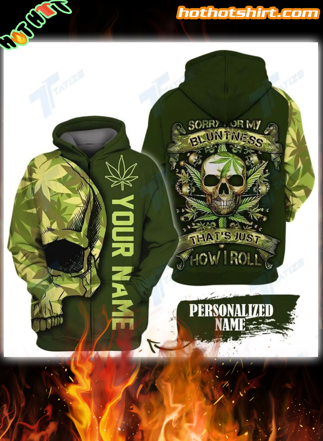 Personalized Skull Weed sorry for my bluntness 3D all over printed hoodie 1