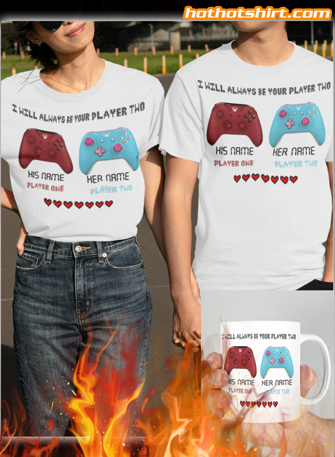 Personalized gamer i will always be your player two mug 2