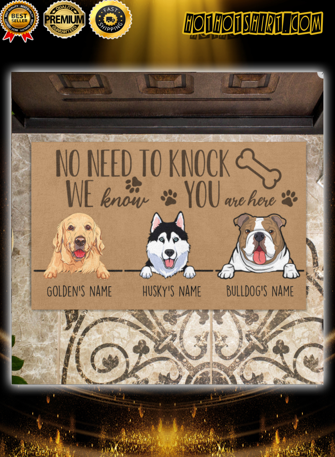 Personalized name dogs no need to knock we know you are here doormat 1