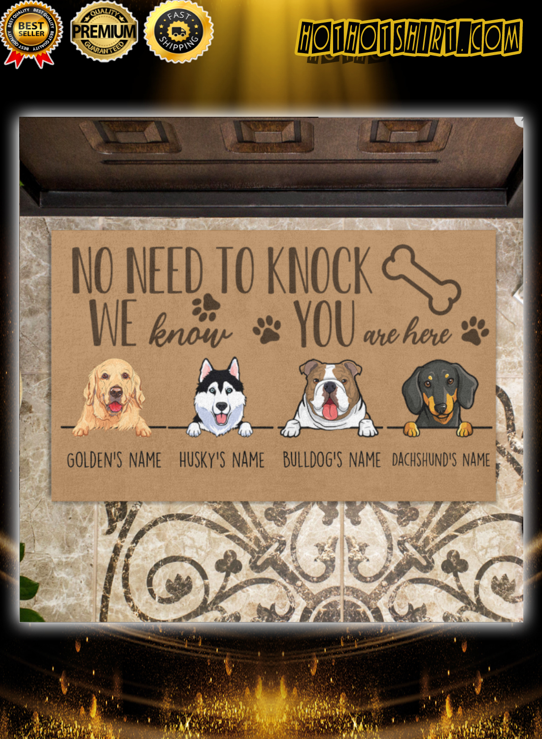 Personalized name dogs no need to knock we know you are here doormat