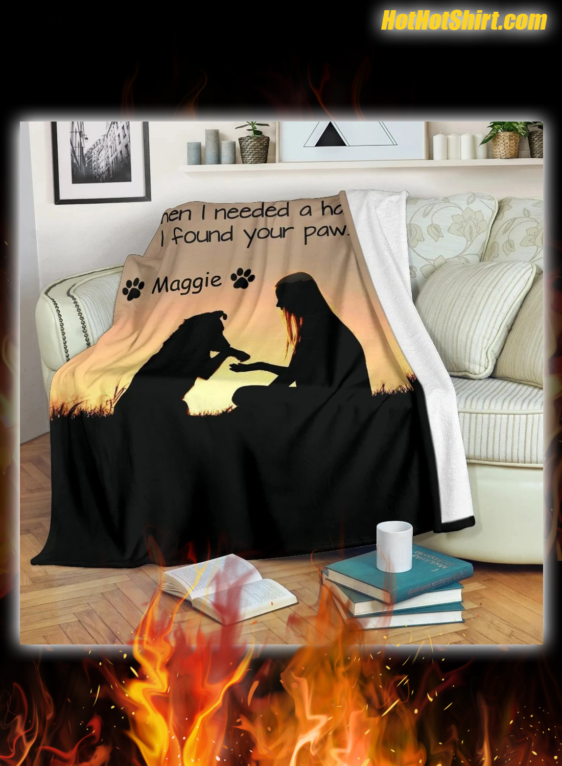Pesonalized Custom Name When I Needed A Hand I Found Your Paw Blanket 1