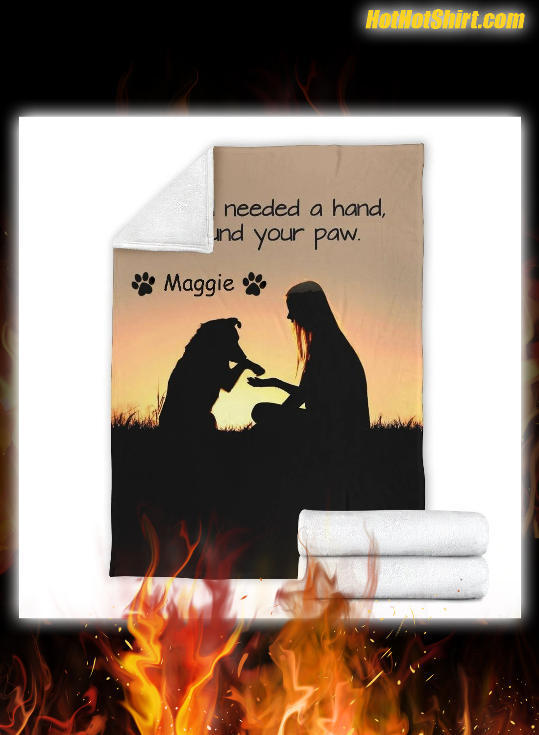 Pesonalized Custom Name When I Needed A Hand I Found Your Paw Blanket 3