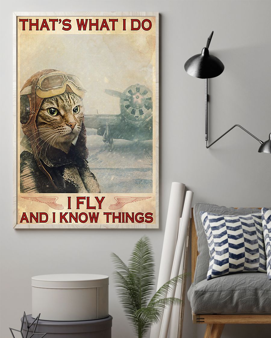 Pilot Cat That's what I do I fly and I know things poster 7