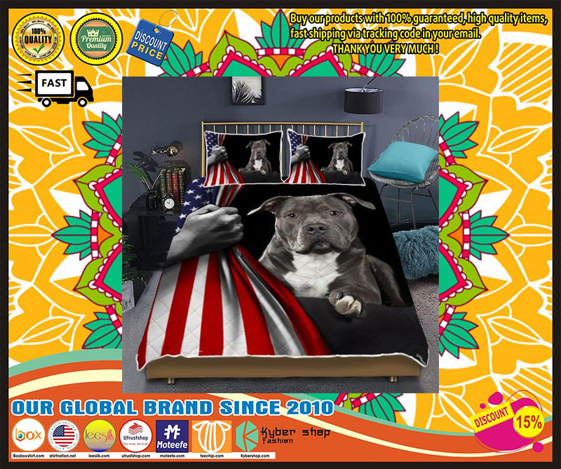 Pitbull American Flag Bedding set 1