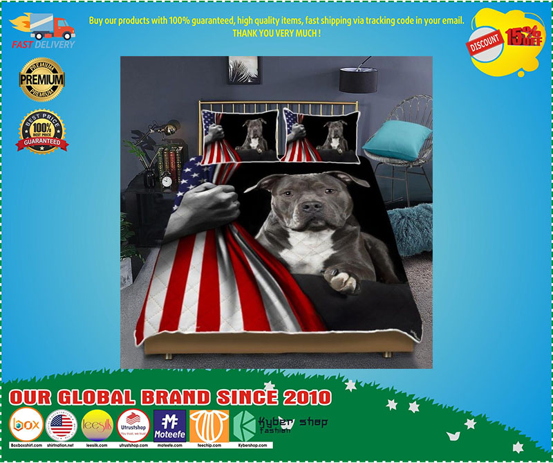 Pitbull American Flag Bedding set 2