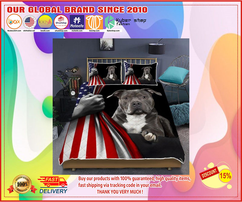 Pitbull American Flag Bedding set 4