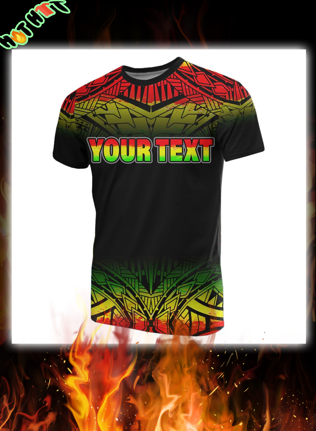 Polynesian Turtle Tattoo Fog Reggae Custom Name 3D T-Shirt 2