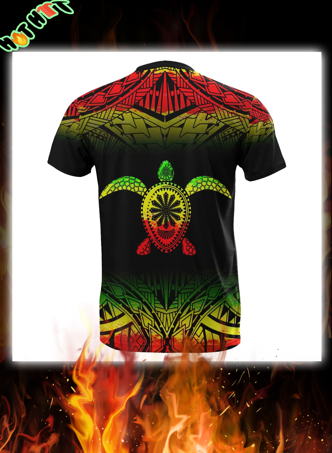 Polynesian Turtle Tattoo Fog Reggae Custom Name 3D T-Shirt 3