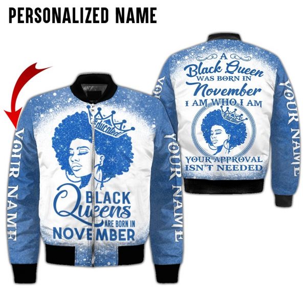 Presonalized Name Black Queen Are Born In November 3D All Over Print Shirt 7