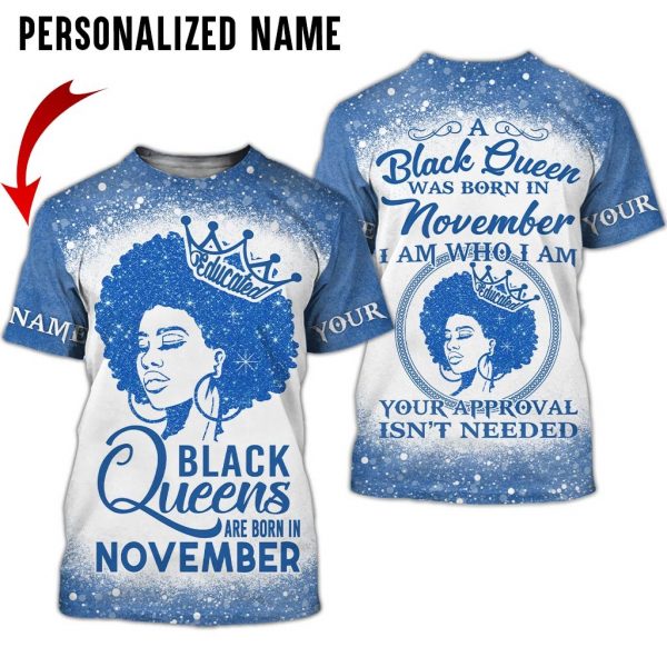 [New Item] Personalized Name Black Queen Are Born In November 3D All Over Print Shirt – Hothot 061021