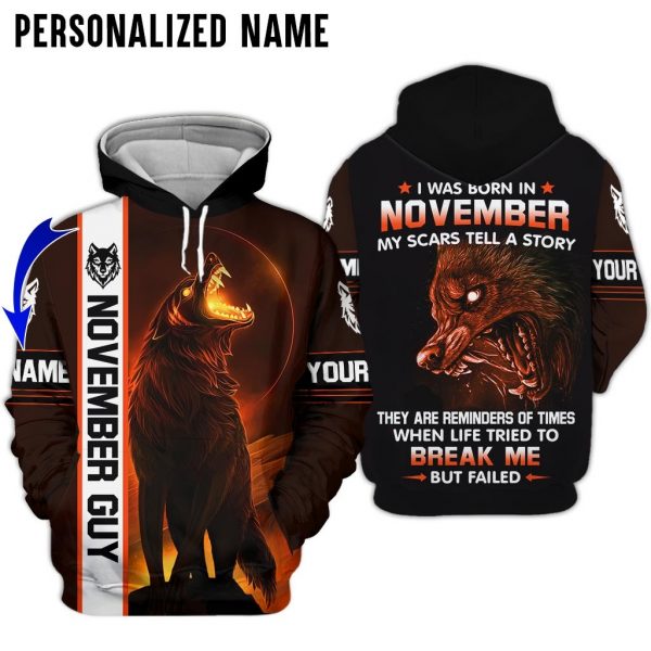 Presonalized Name Evil Wolf November Guy 3D All Over Print Shirt 2