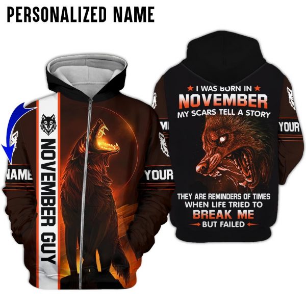 Presonalized Name Evil Wolf November Guy 3D All Over Print Shirt 3