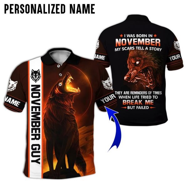 Presonalized Name Evil Wolf November Guy 3D All Over Print Shirt 5