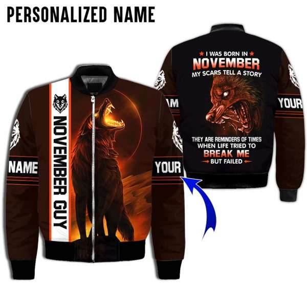 Presonalized Name Evil Wolf November Guy 3D All Over Print Shirt 6