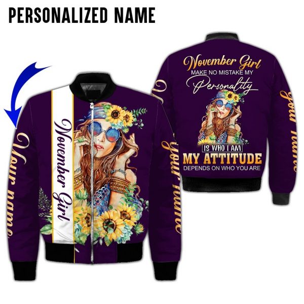 Presonalized Name Hippie November Girl 3D All Over Print Shirt 7