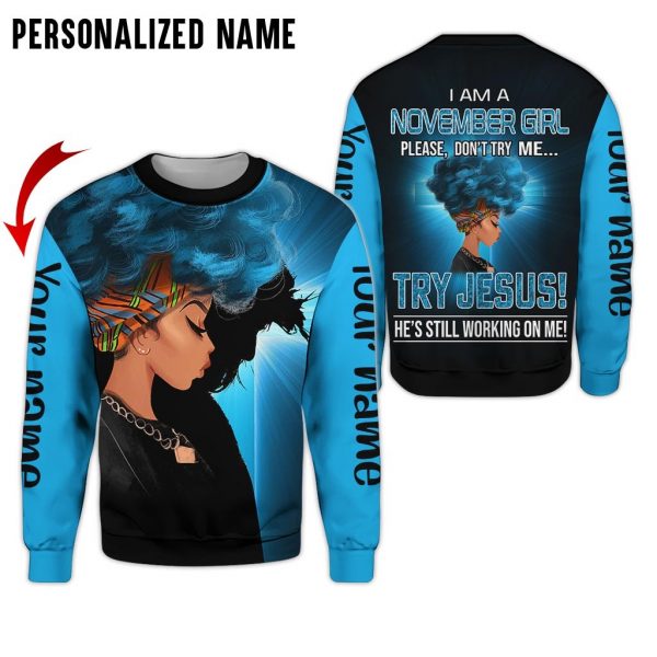 Presonalized Name Jesus November Girl 3D All Over Print Shirt 1