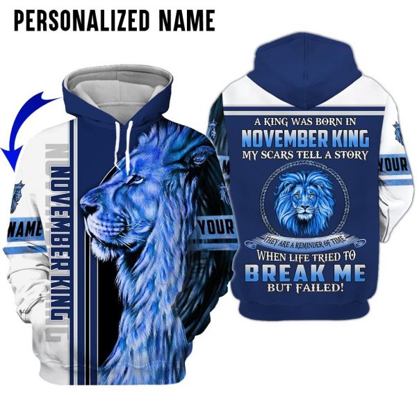 Presonalized Name Lion King Was Born In November Guy 3D All Over Print Shirt 2