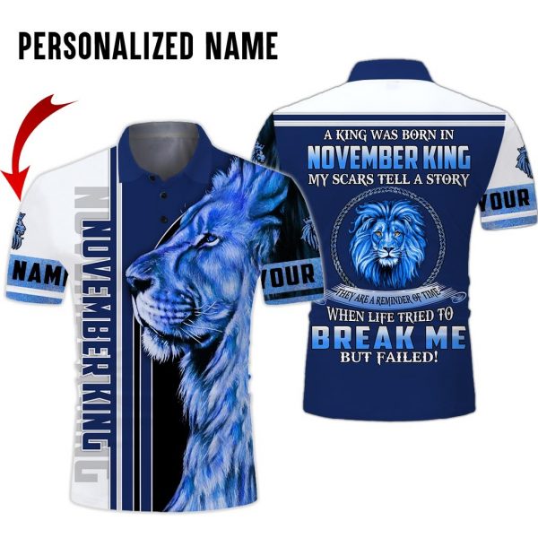Presonalized Name Lion King Was Born In November Guy 3D All Over Print Shirt 5