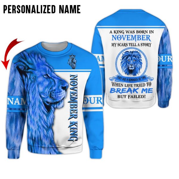 Presonalized Name Lion November Guy 3D All Over Print Shirts 1