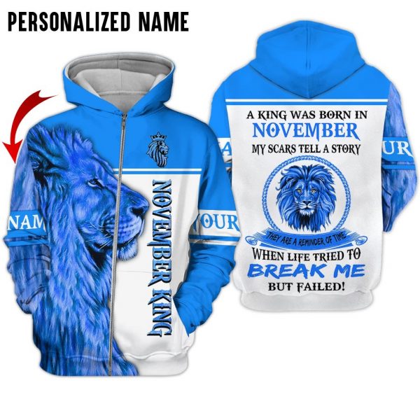 Presonalized Name Lion November Guy 3D All Over Print Shirts 3