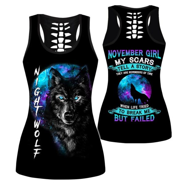 Presonalized Name Wolf November Girl 3D All Over Print Shirt 4