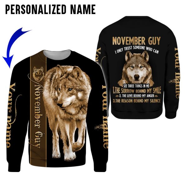 Presonalized Name Wolf November Guy 3D All Over Print Shirts 1