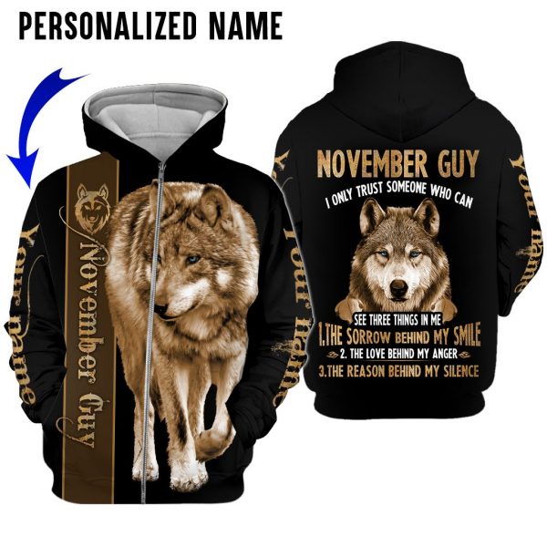 Presonalized Name Wolf November Guy 3D All Over Print Shirts 2